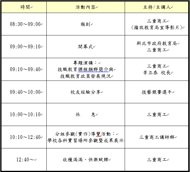 行程表