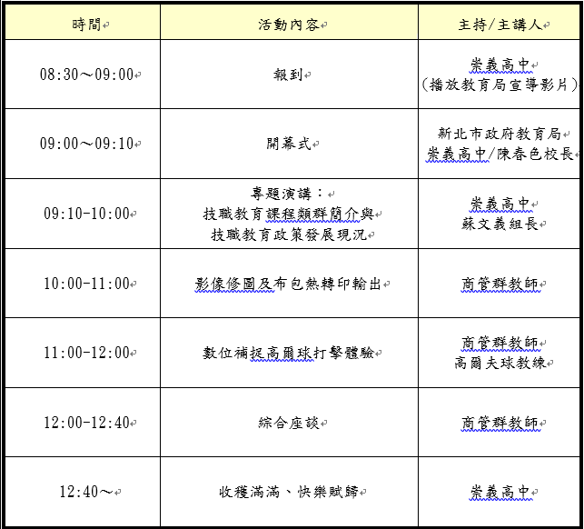 行程表