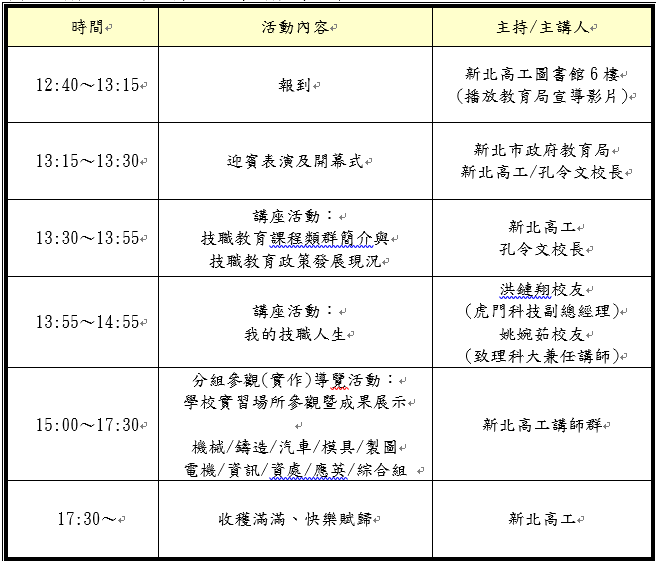 行程表