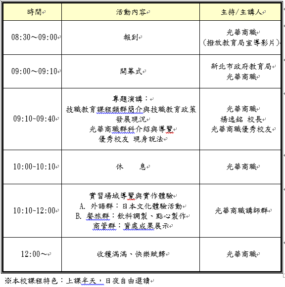 行程表