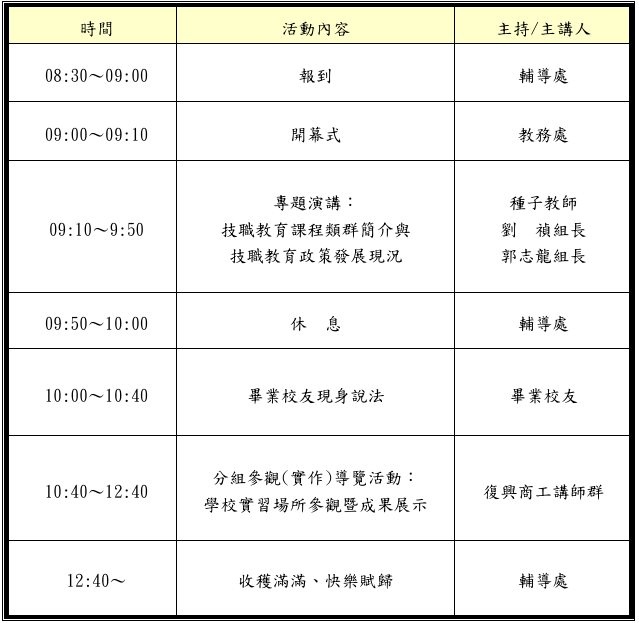 行程表