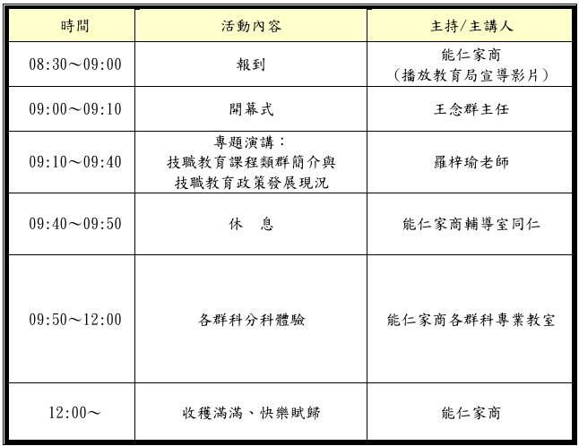 行程表