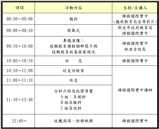 行程表