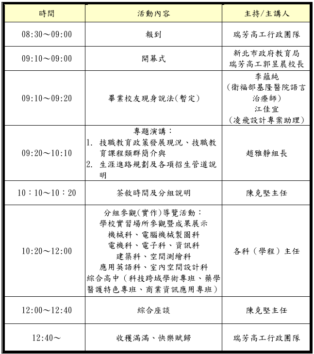 行程表
