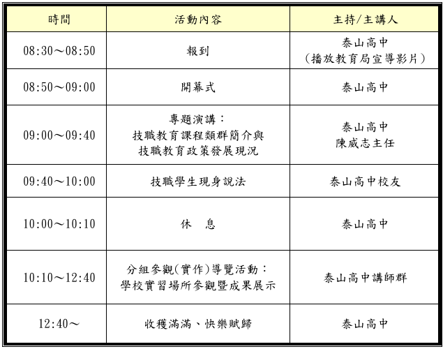 行程表
