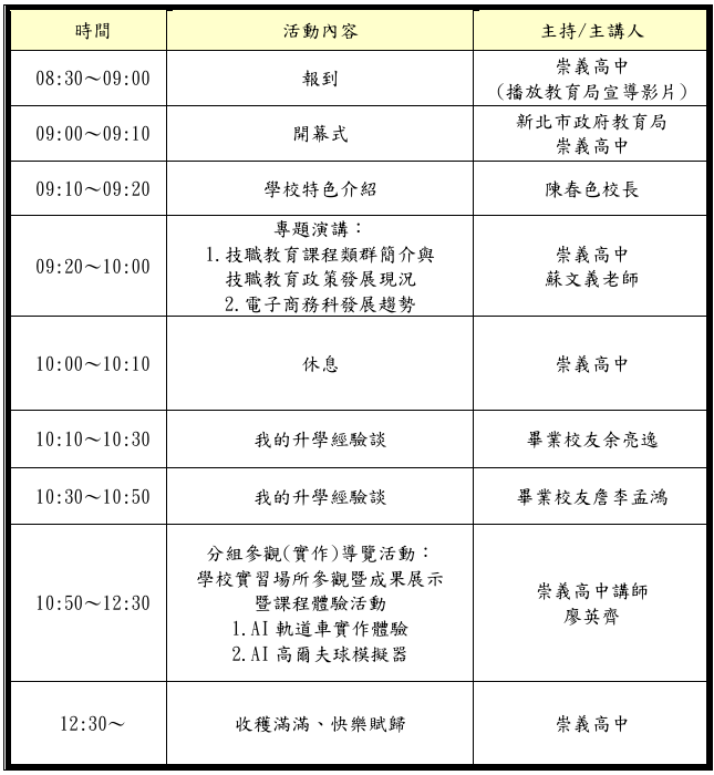 行程表